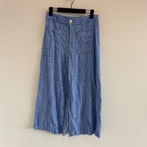 Zara Cropped Wide-Leg Linen Pants